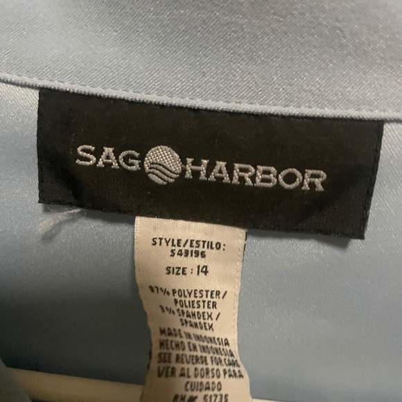 Sag Harbor Women's Blazer Size 14 Blue Button Down Long Sleeve Career - Picture 2 of 6